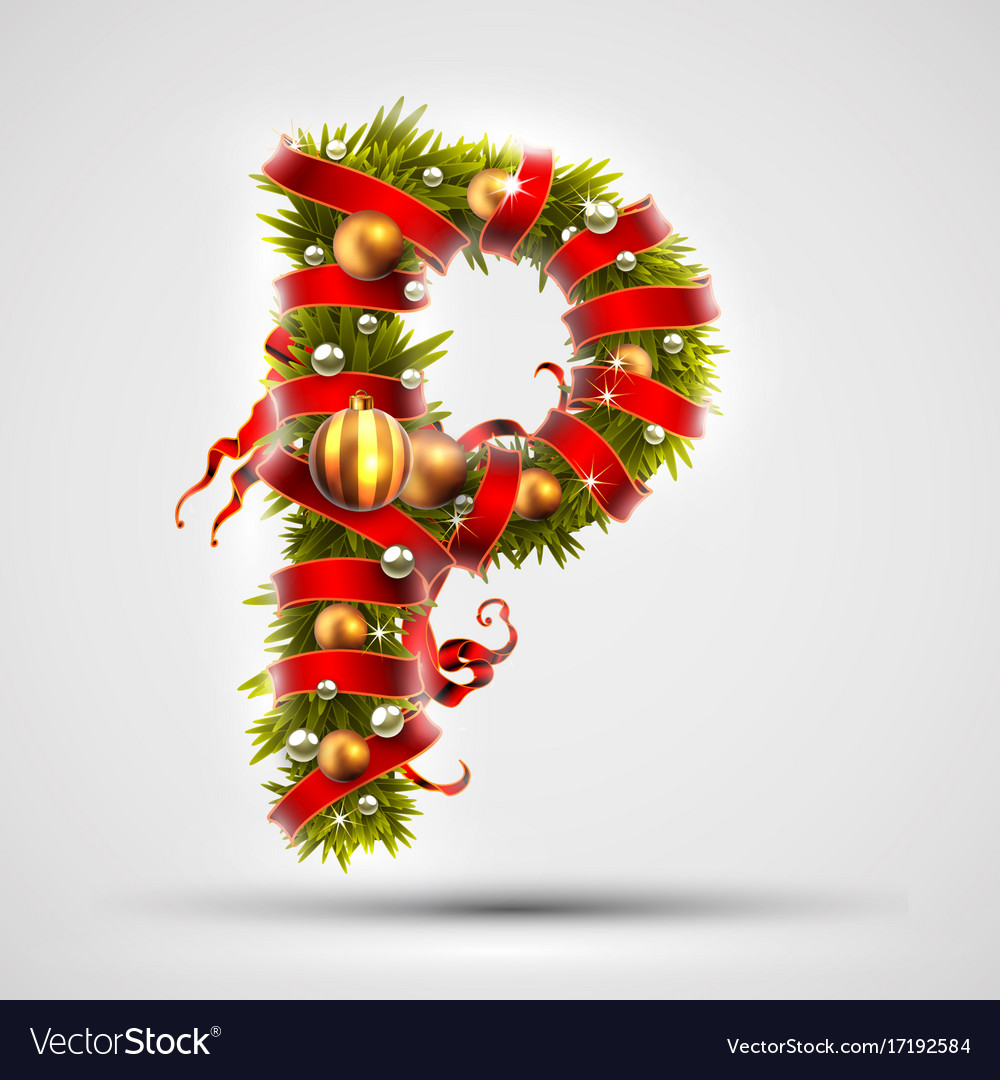 christmas-font-letter-p-tree-royalty-free-vector-image