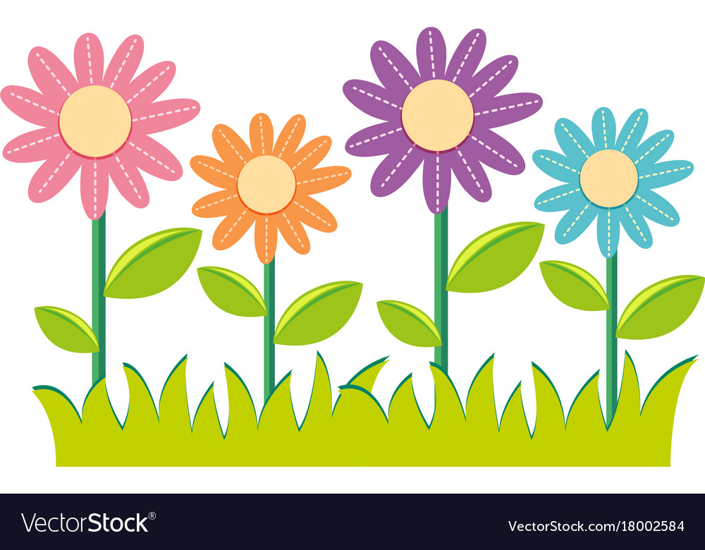 Different colors flowers Royalty Free Vector Image