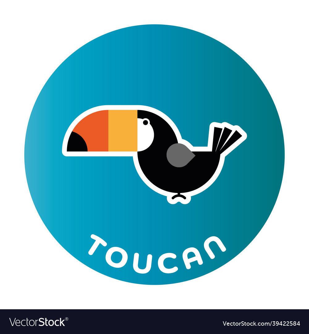 Happy toucan childlike cartoon character Vector Image