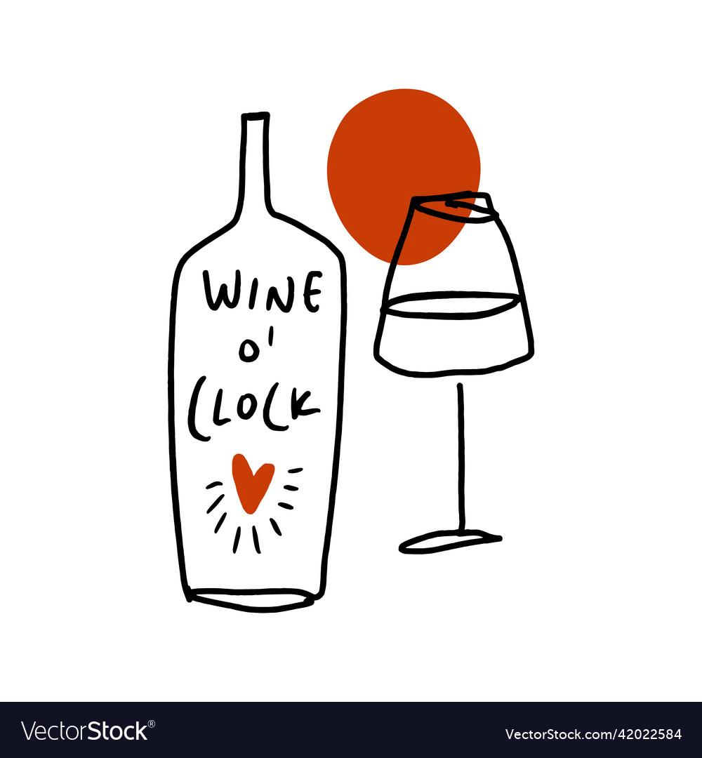 Line art wine minimal logo bottle and glass