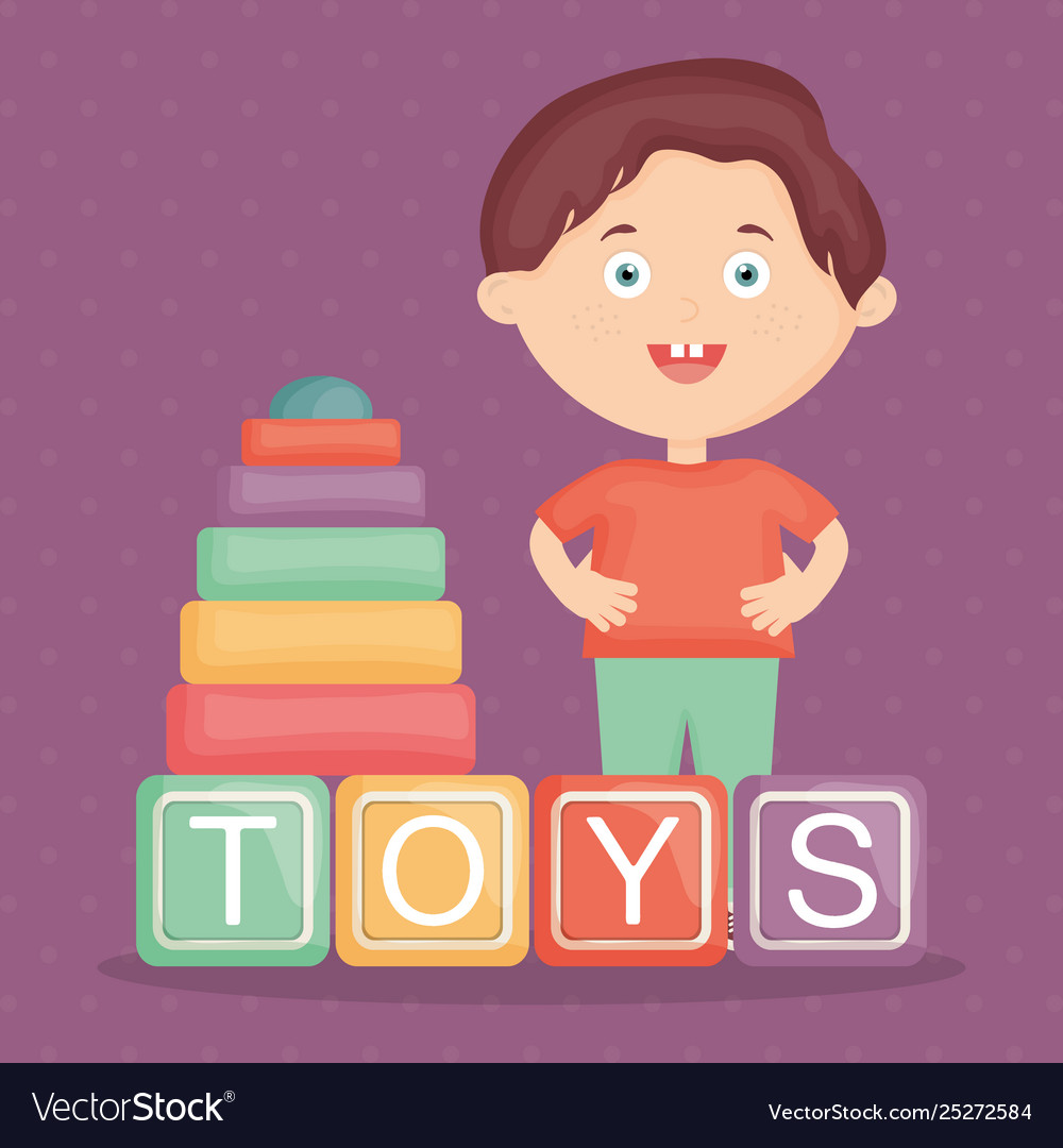 Little Boy Playing With Blocks Alphabet Toy Vector Image Little Boy Playing With Blocks Alphabet Toy Vector Image