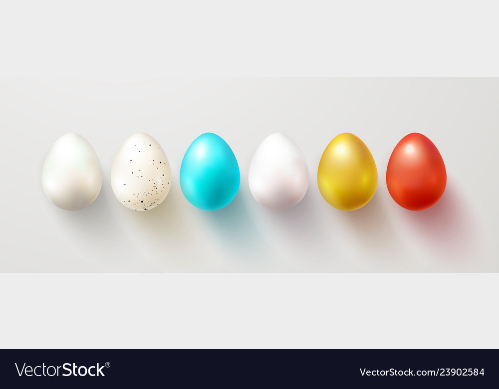 Set of color easter eggs with shadow traditional vector image Set of color easter eggs with shadow traditional