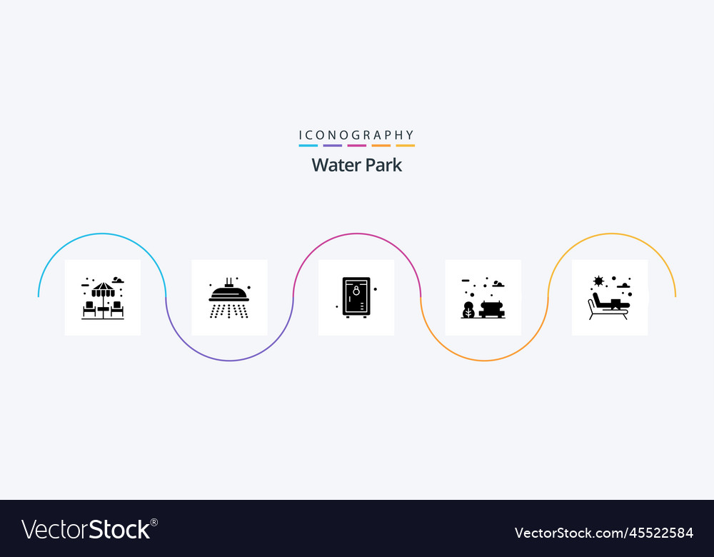 Water Park Glyph 5 Icon Pack Including Royalty Free Vector