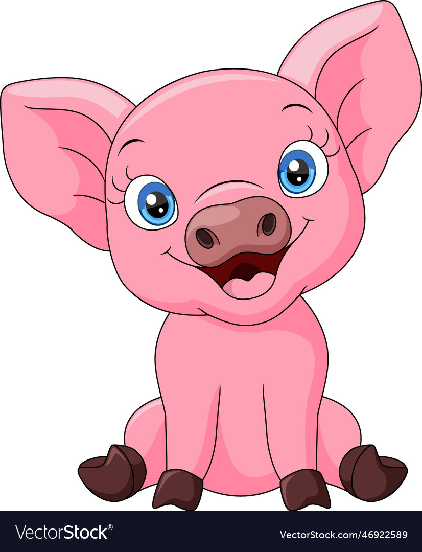 Cute Baby Pig Cartoon Sitting Royalty Free Vector Image