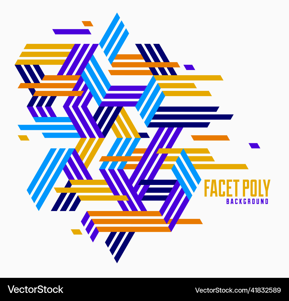 Line design 3d cubes and triangles abstract Vector Image