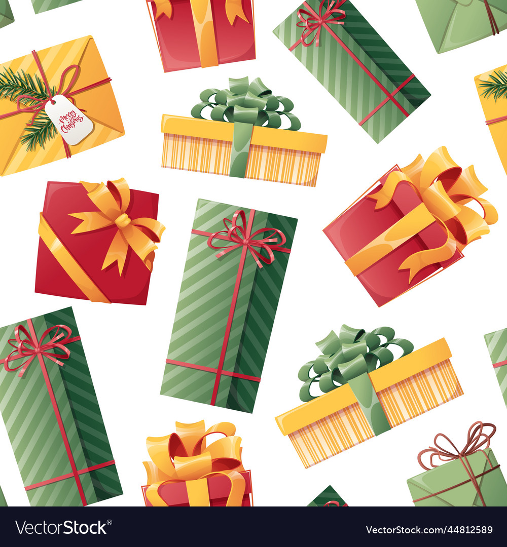 Seamless pattern with christmas gifts boxes Vector Image