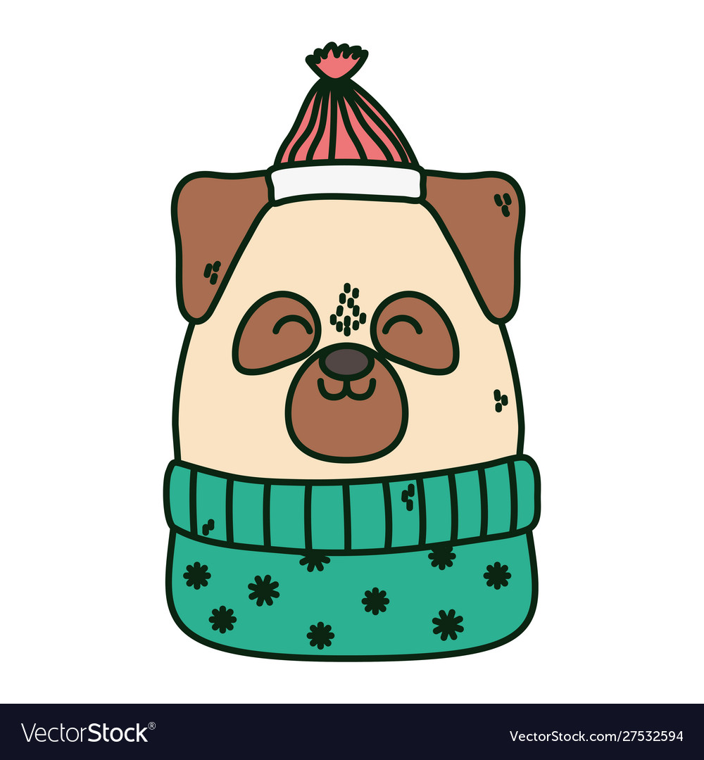 Cute dog with hat and sweater celebration merry