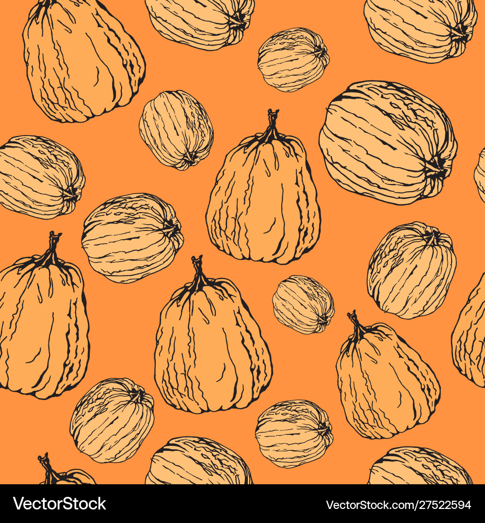 Orange pumpkins seamless pattern Royalty Free Vector Image