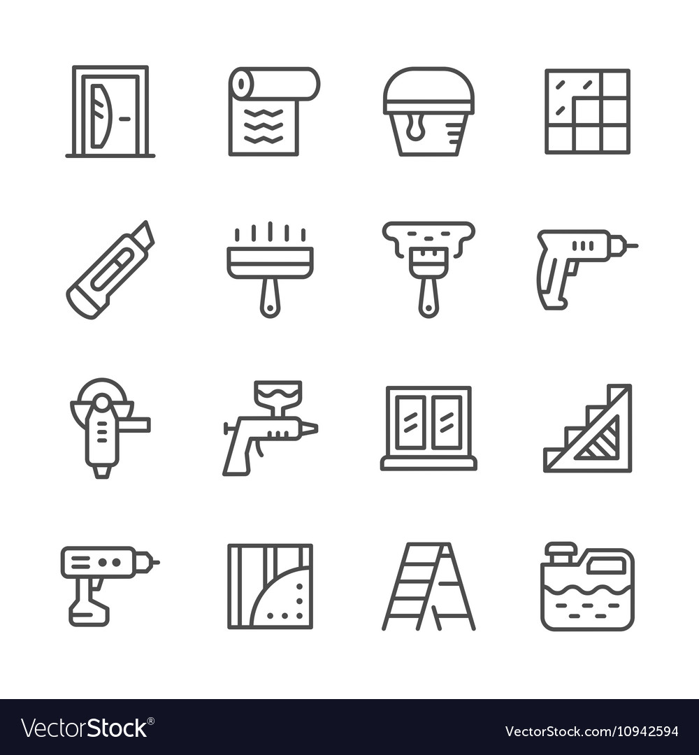 Set line icons of repair Royalty Free Vector Image