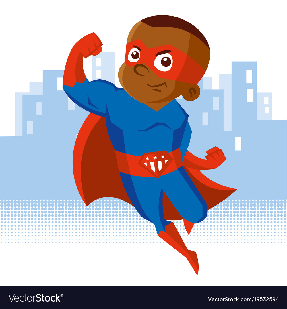 Superhero boy cartoon character Royalty Free Vector Image