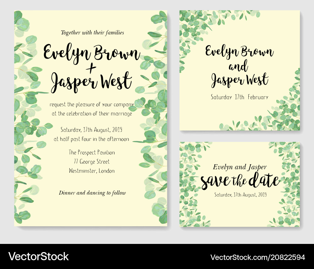 Wedding Eucalyptus Horizontal Design Banner Vector Image