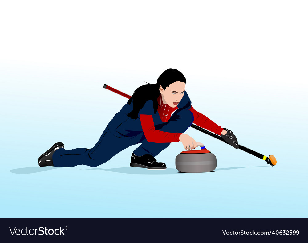 Curling women 3d color Royalty Free Vector Image