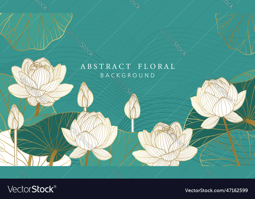 Luxury Gold Lotus Backgrounds Line Art Royalty Free Vector