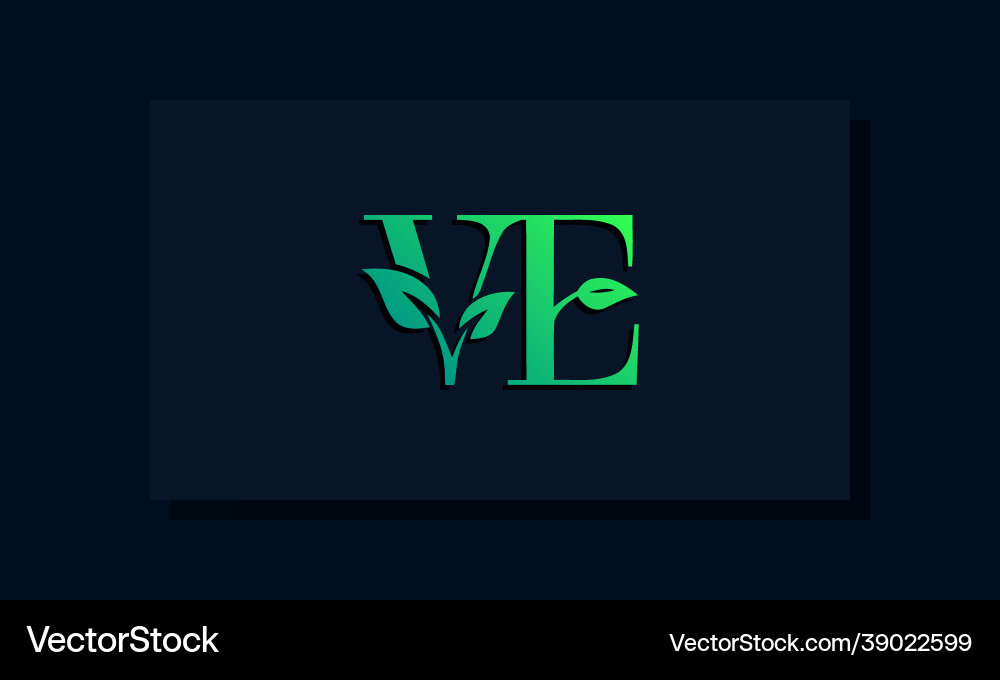 Minimal leaf style initial logo Royalty Free Vector Image