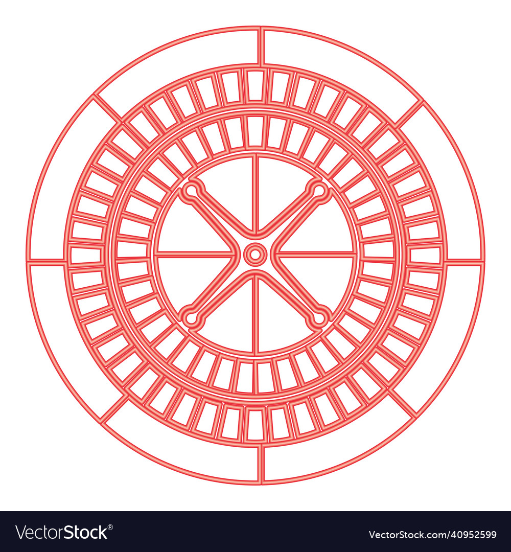 Neon roulette red color image flat style