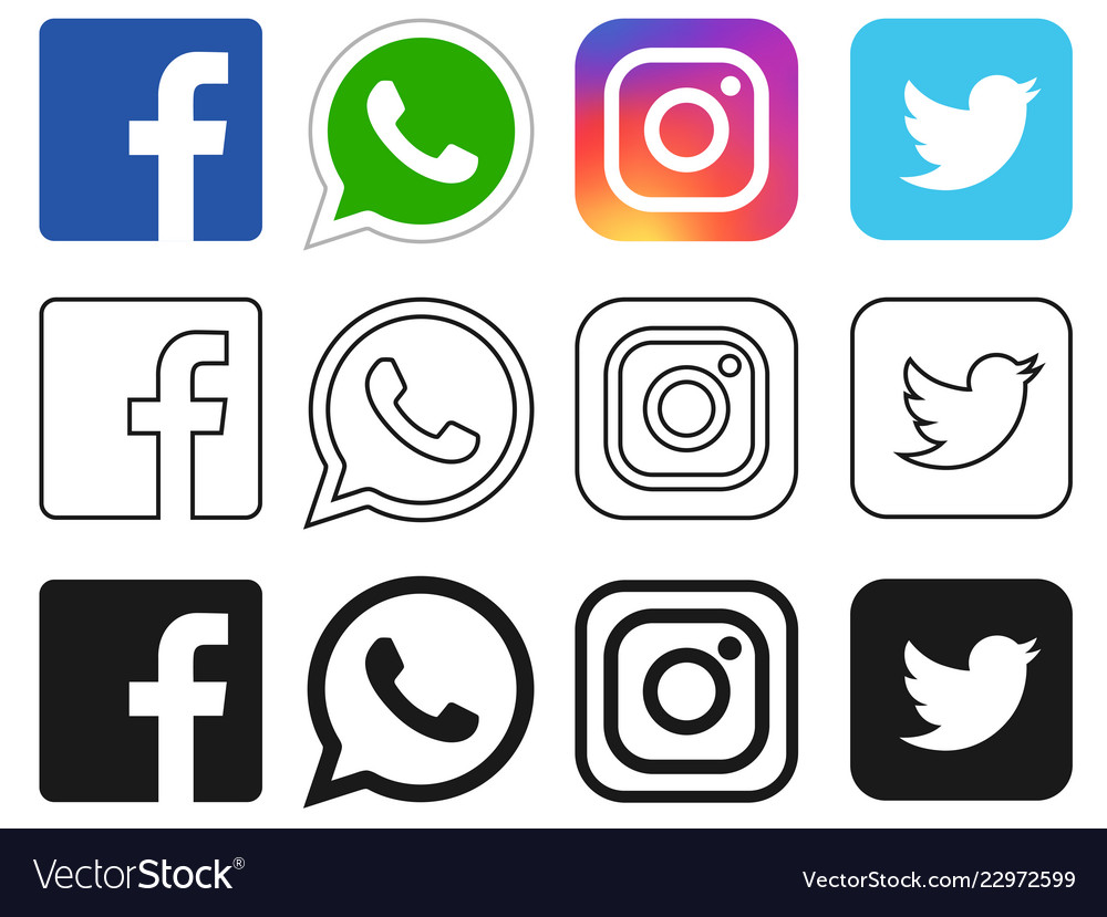 Download Social media icon for facebook whatsapp Royalty Free Vector