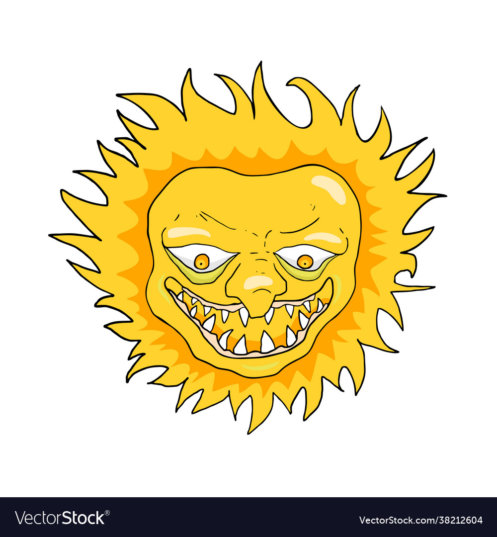 Angry Sun Draw Royalty Free Vector Image - Vectorstock