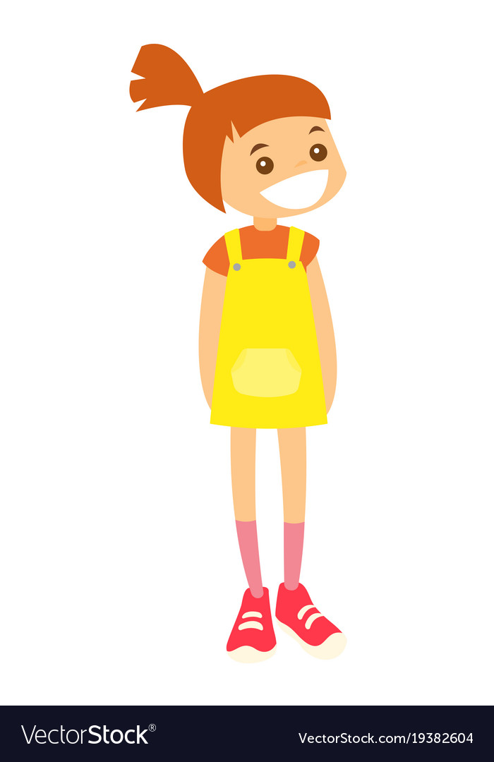 Full length of little caucasian girl standing Vector Image