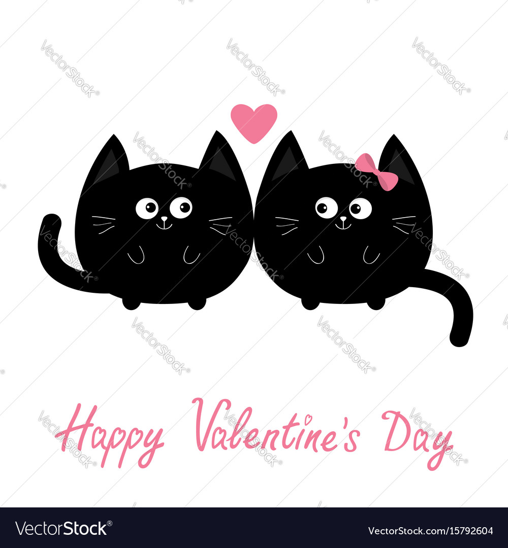 Round shape black cat icon love family couple Vector Image