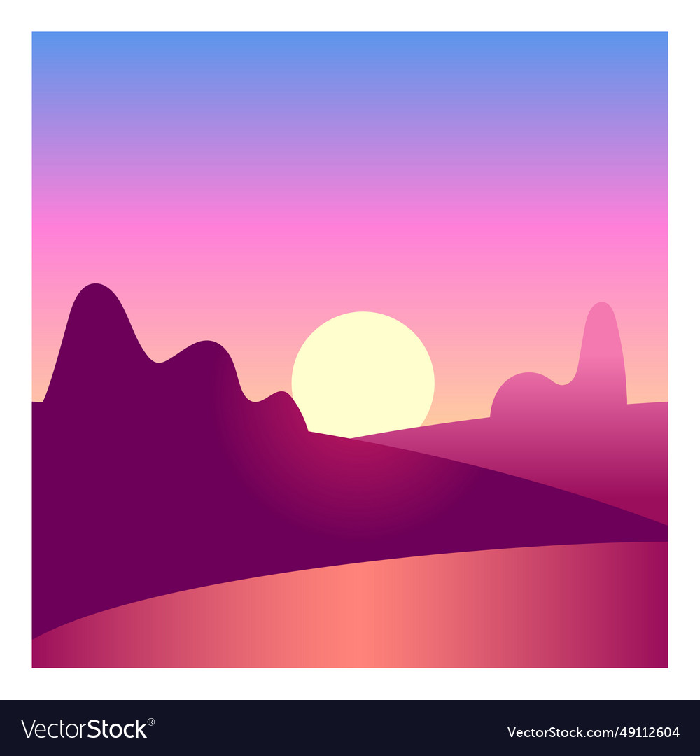 Sunrise time morning landscape with sun rising on Vector Image