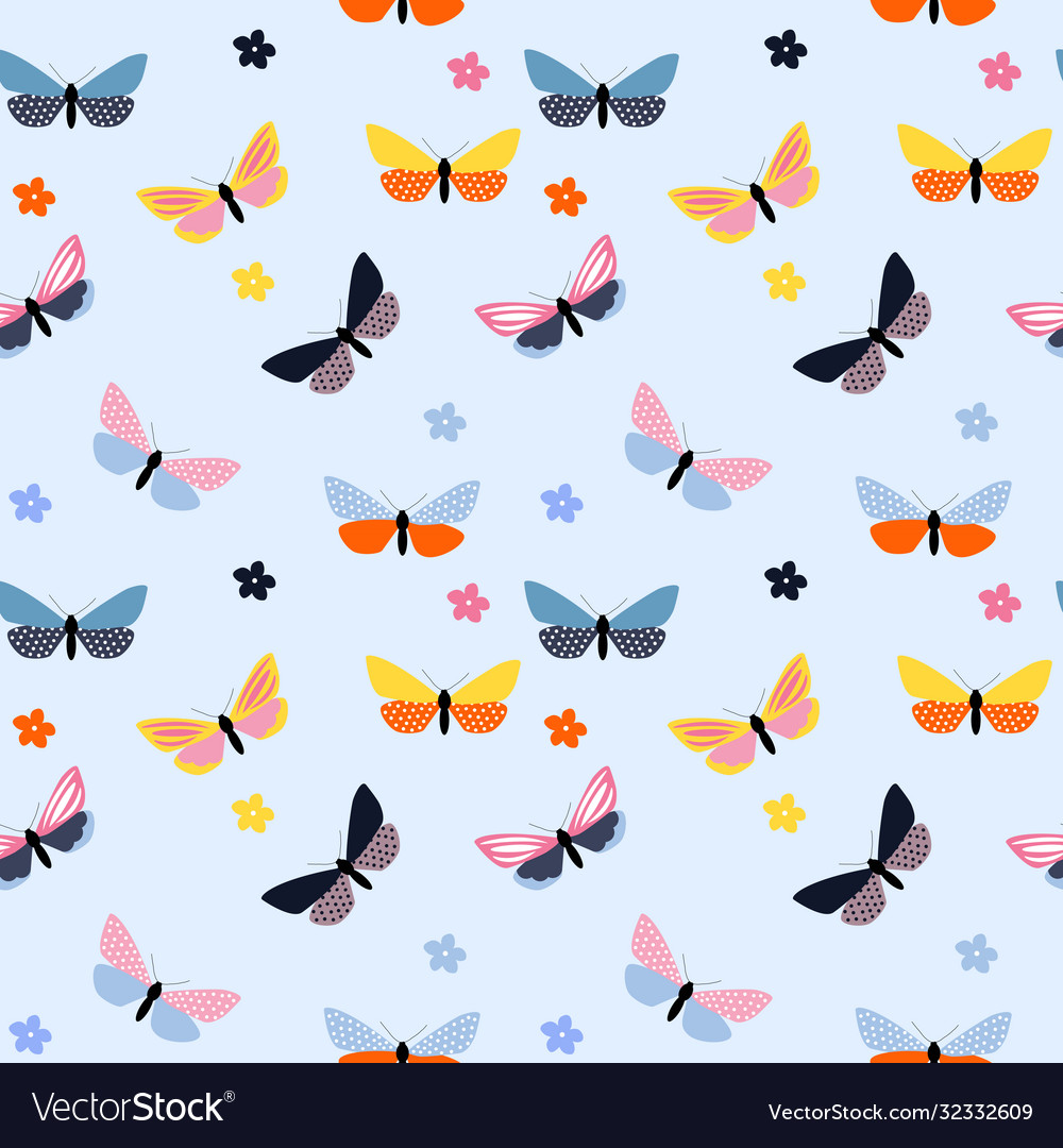 Abstract hand drawn butterfly seamless pattern Vector Image