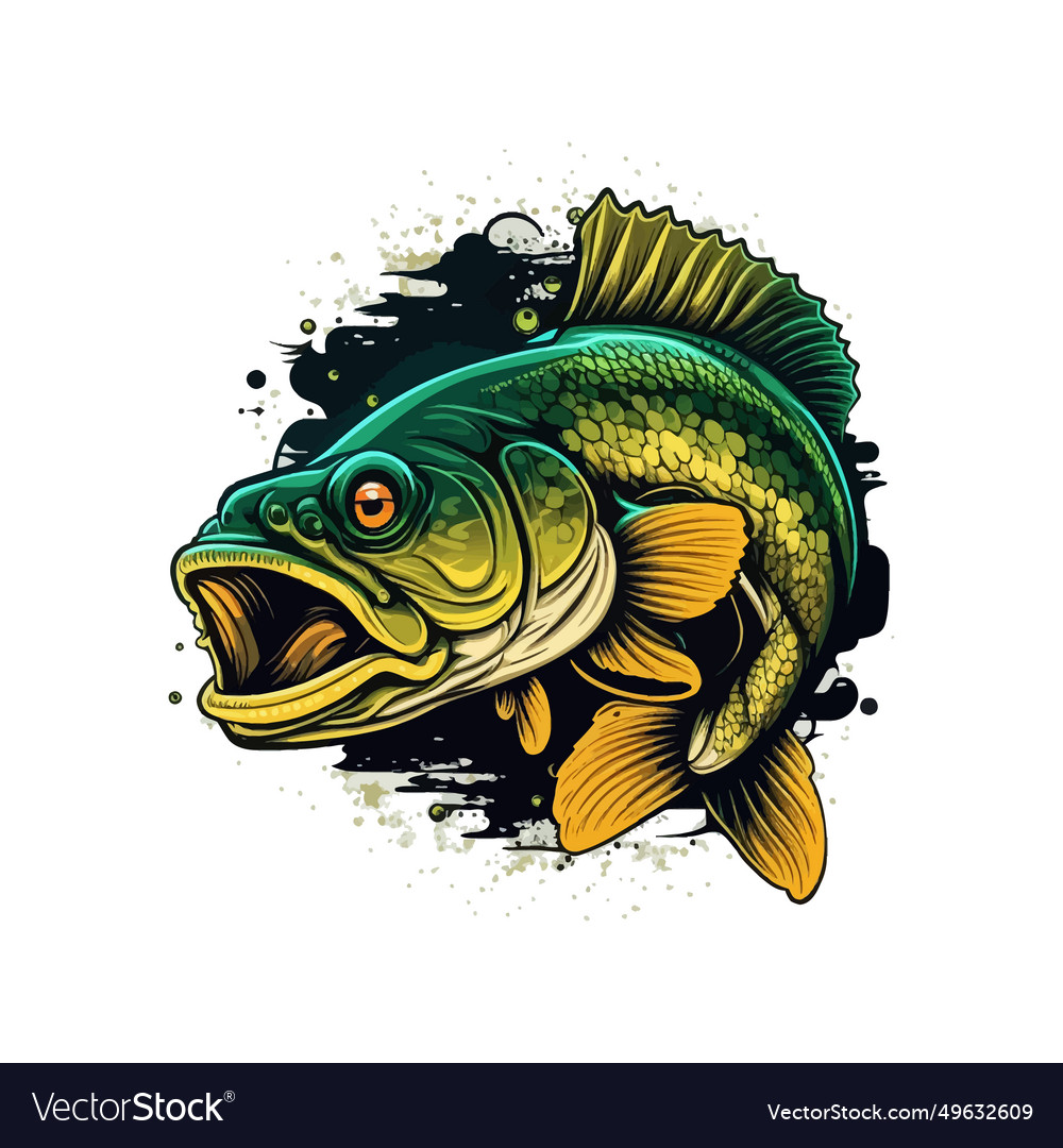 Big bass fish cartoon for t shirt Royalty Free Vector Image