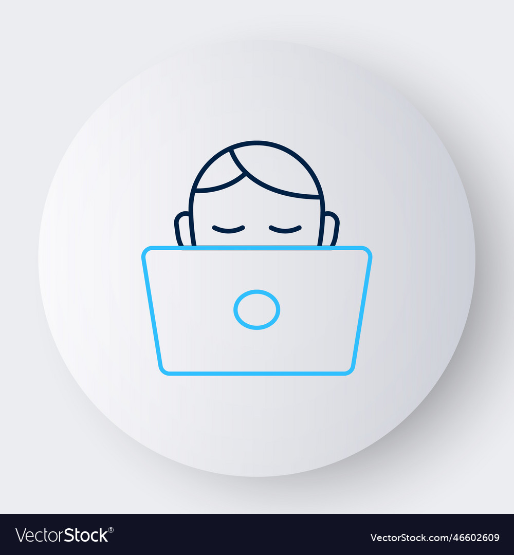 Line student working at laptop icon isolated Vector Image