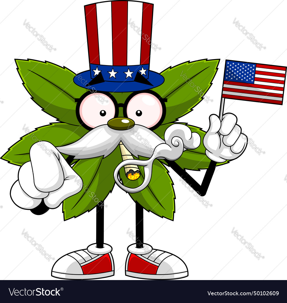 Marijuana leaf professor cartoon character