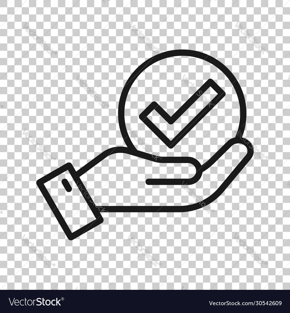 People hand with check mark icon in flat style Vector Image