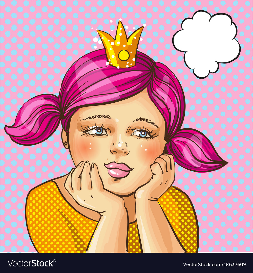 Pop Art Of Girl With Gold Royalty Free Vector Image