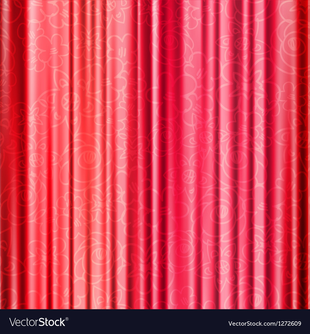 Red Background With Opera Curtains With Floral Vector Image
