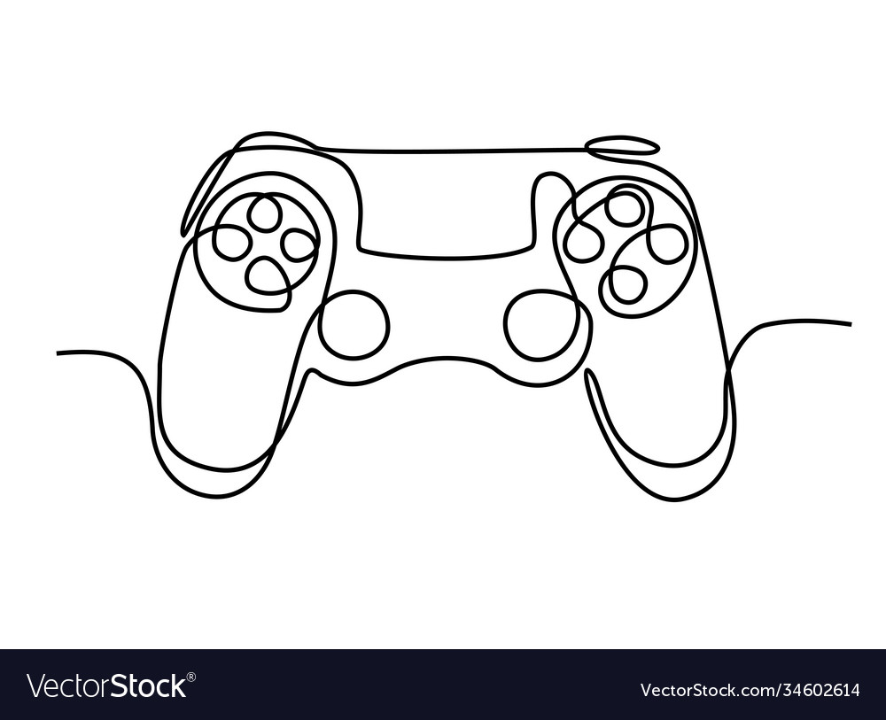 Joystick a game stick one line drawing Royalty Free Vector