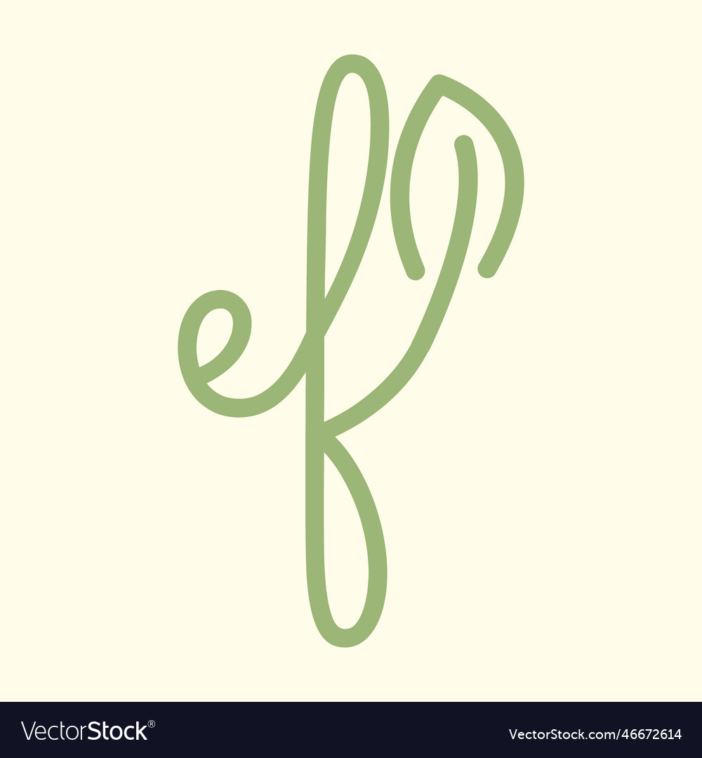 Letter ef line art leaf plant feminine botanical