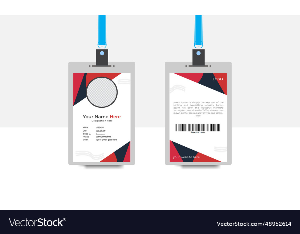 Modern simple clean id card design personal ident Vector Image