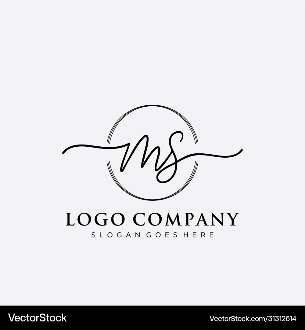 Ms initial handwriting logo design Royalty Free Vector Image