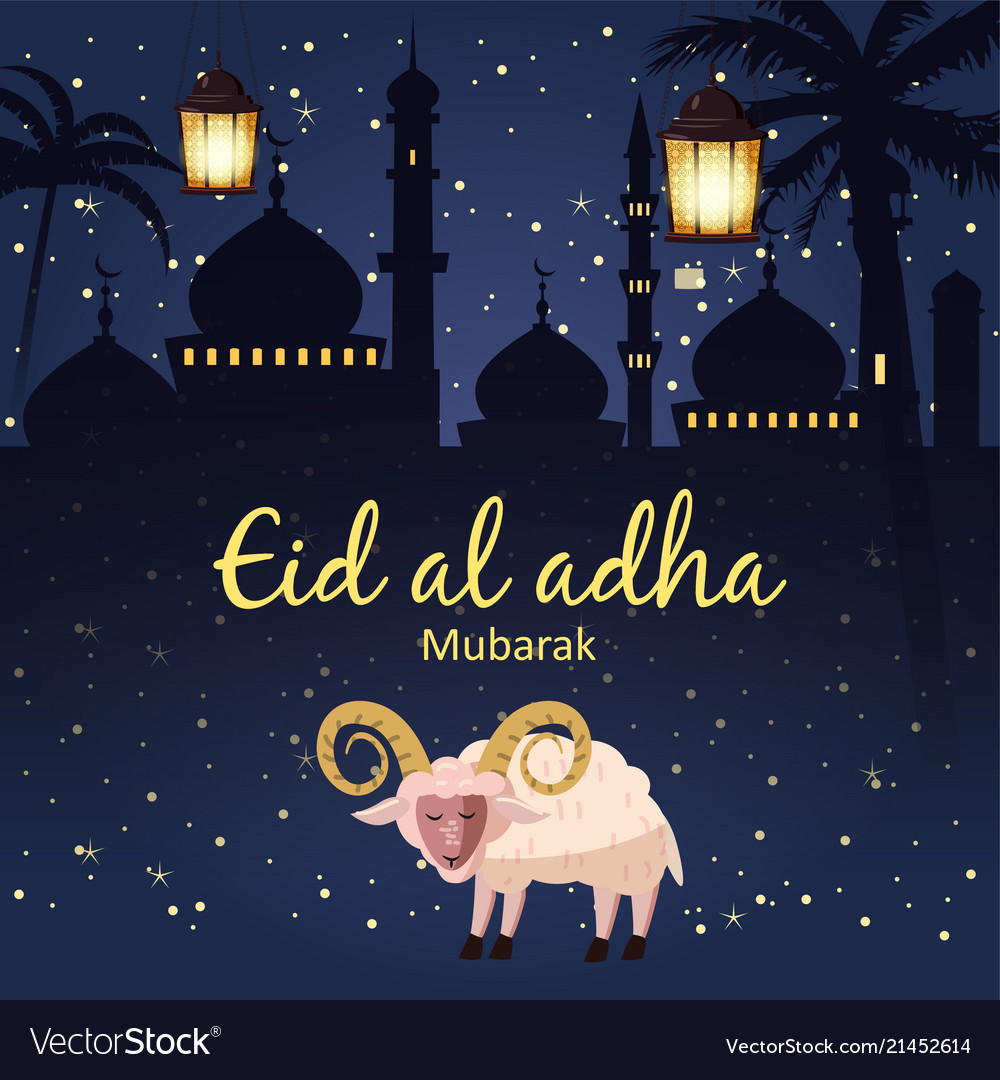 Muslim Holiday Eid Al-adha The Sacrifice A Ram Or Vector Image