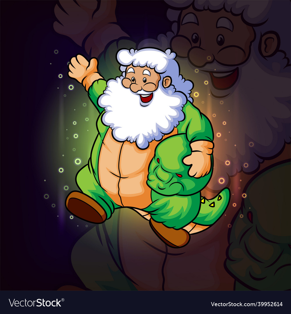 Santa wearing the dino costume esport mascot