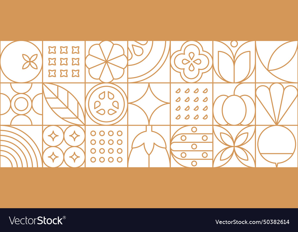 Vegetable food line geometric pattern mosaic tile