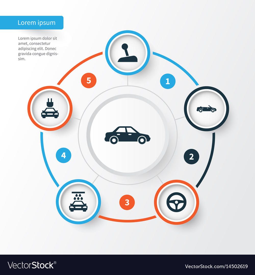 Automobile icons set collection of convertible Vector Image