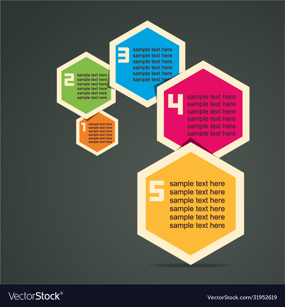 Colorful infographic hexagon