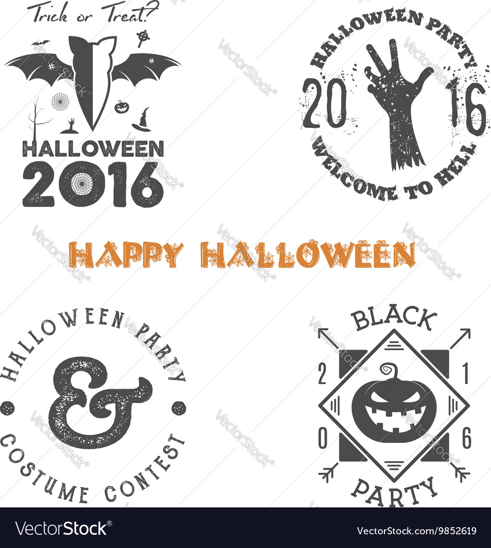 halloween 2016 party label templates with scary vector image