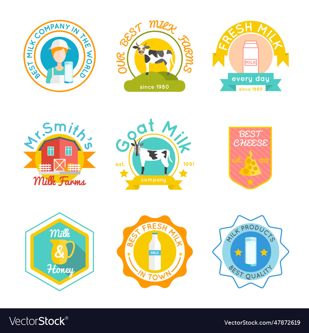 Milk Emblem Set Emblem Set Royalty Free Vector Image