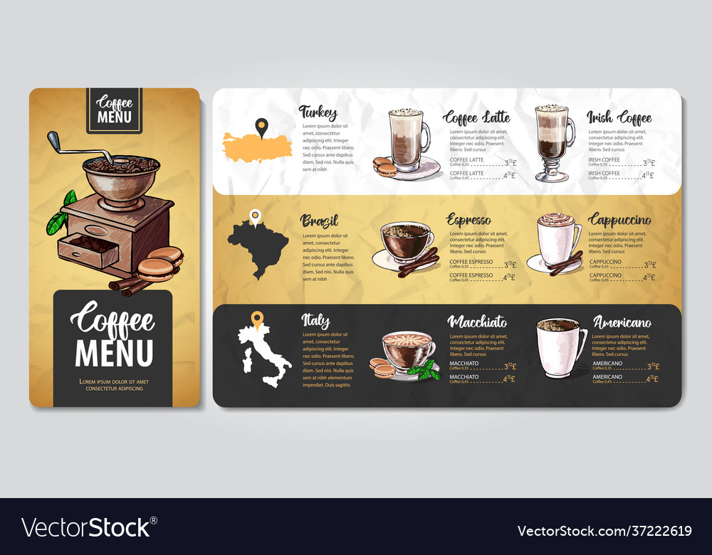 Restaurant coffee menu design decorative sketch