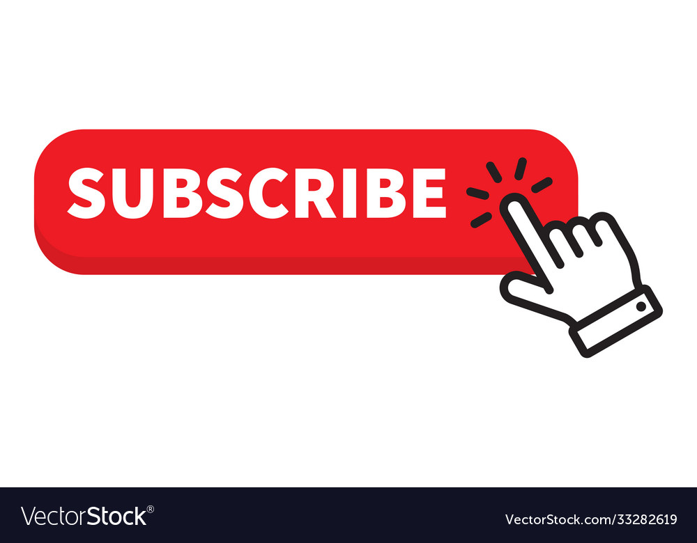 Subscribe red button click cursor or pointer Vector Image