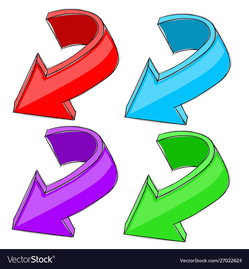 Colored arrows down diagonal signs Royalty Free Vector Image