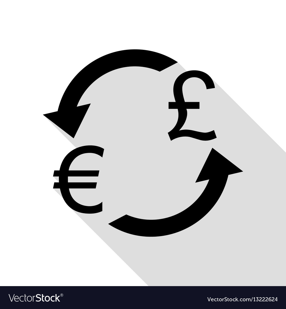 Currency Exchange Sign Euro And Uk Pound Black Vector Image