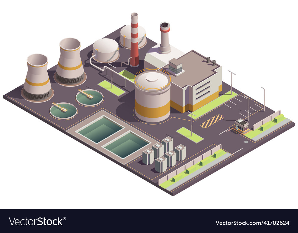 Isometric industrial site composition Royalty Free Vector