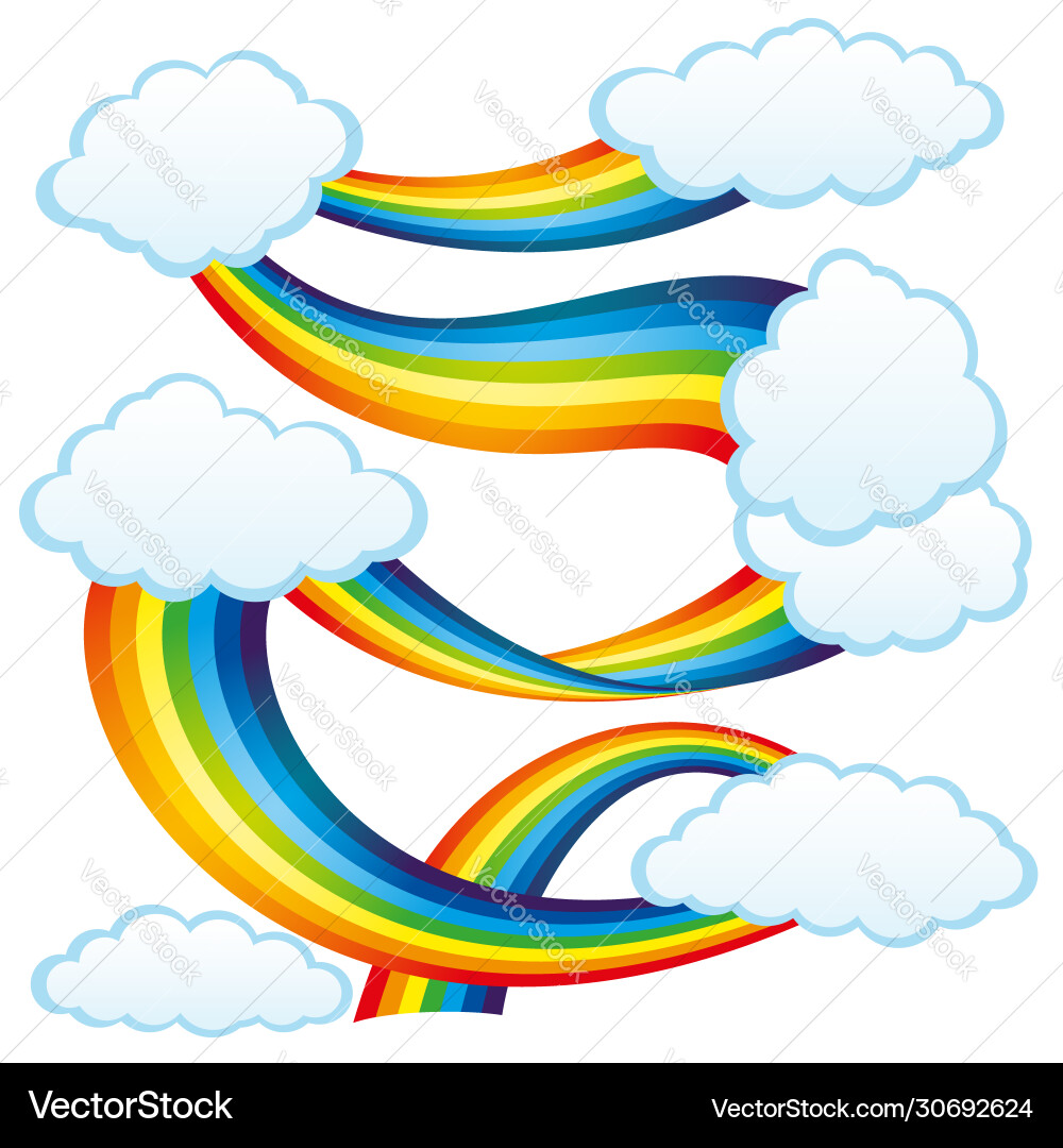 Rainbow and clouds Royalty Free Vector Image - VectorStock