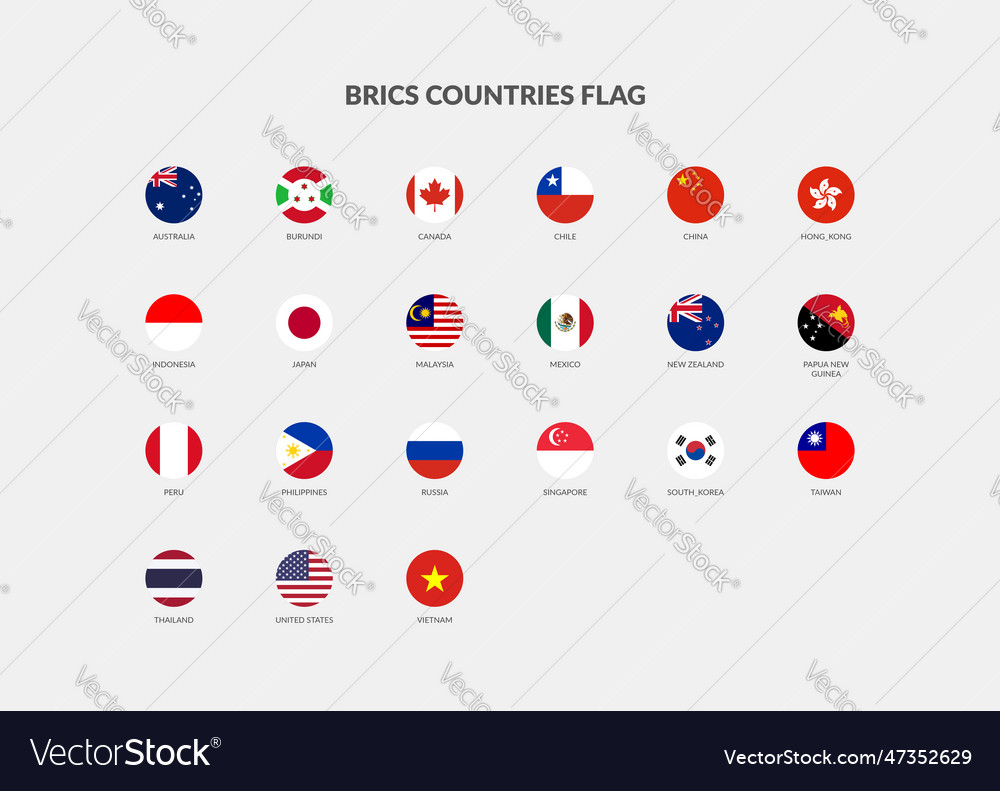 Apec countries flag icons collection Royalty Free Vector