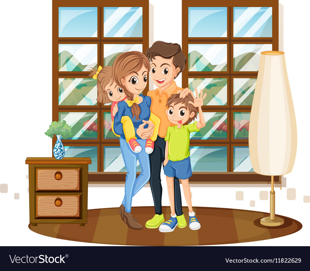 Family members in the house Royalty Free Vector Image